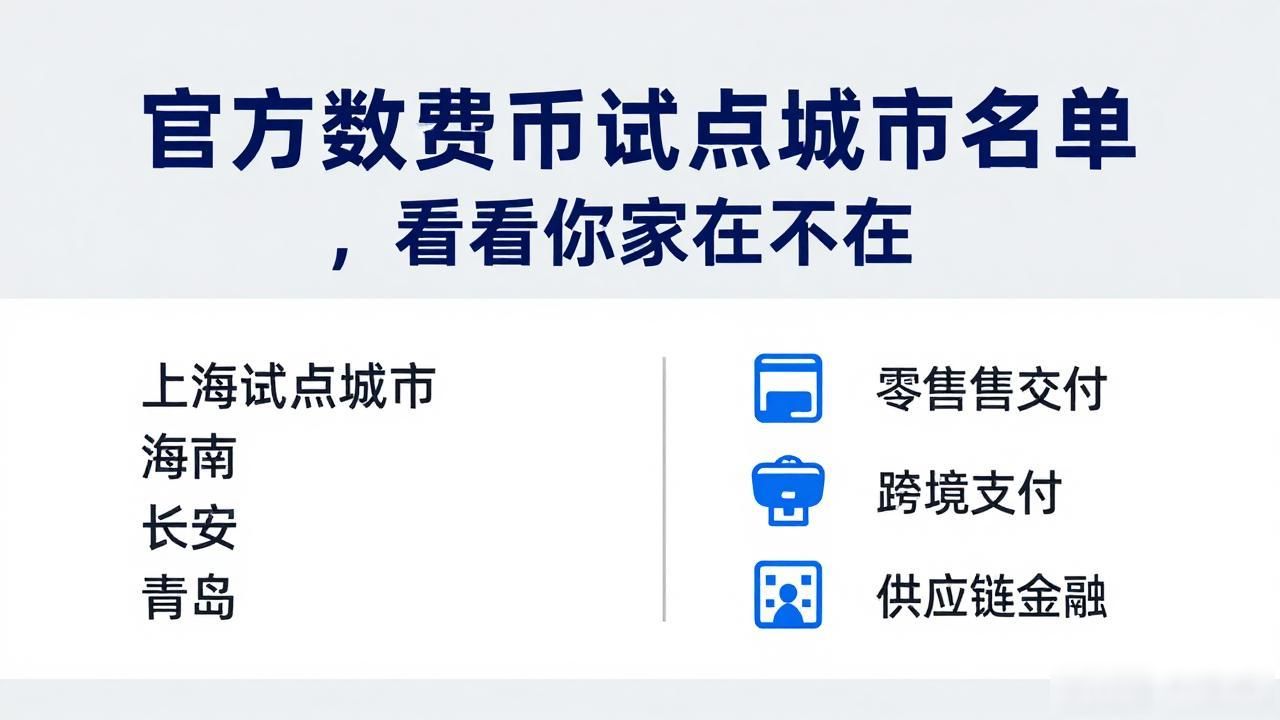 官方数字货币试点城市名单，看看你家在不在