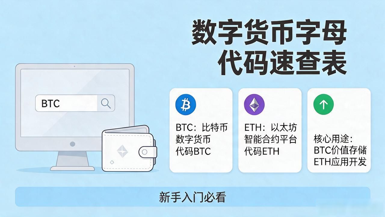 数字货币字母代码速查表 BTC ETH是什么意思？新手入门必看